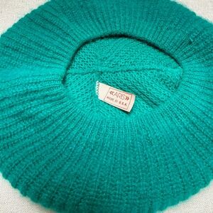 Vintage Aris 1980s Jade Green Angora Beret Beanie Hat